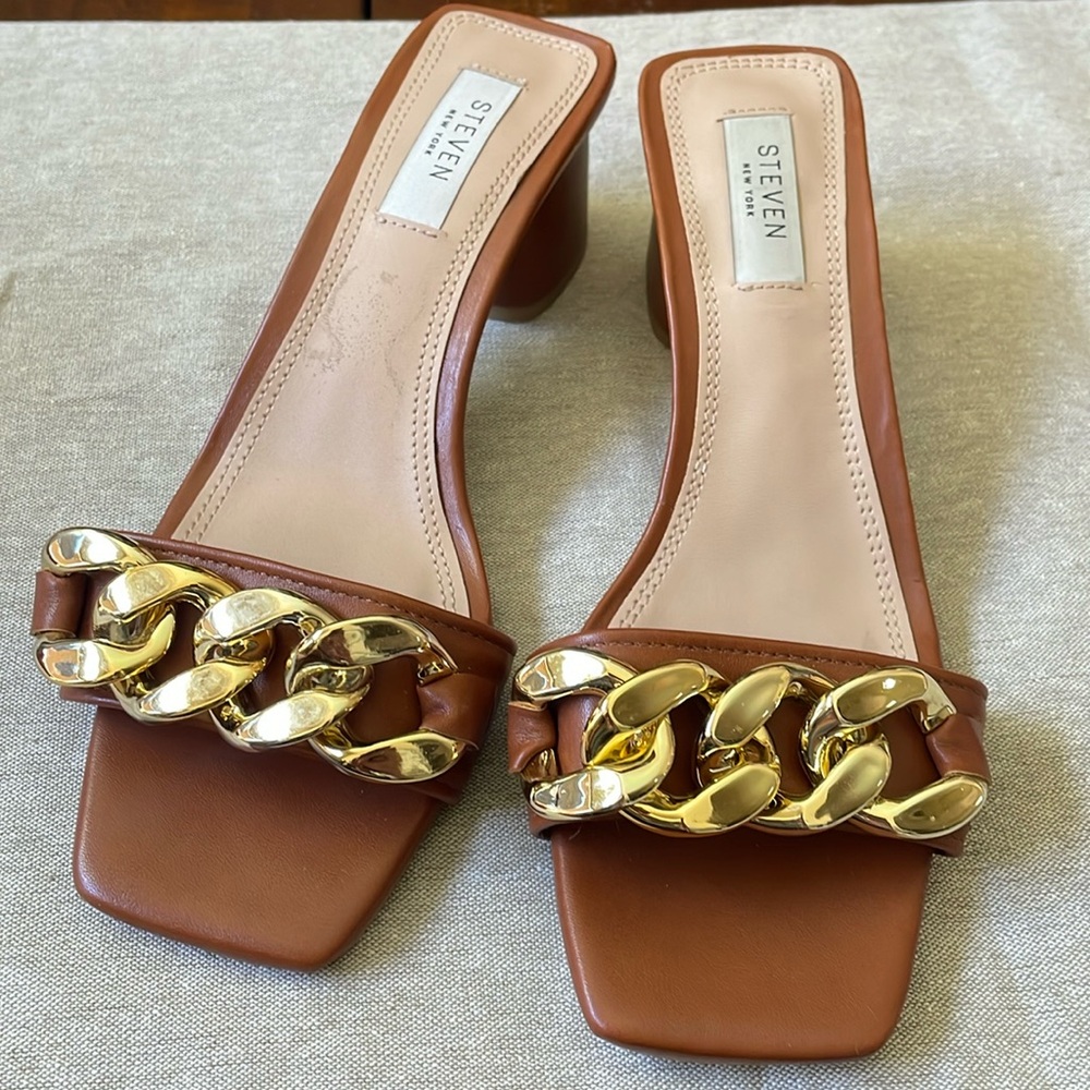 Steven NY Leona Sandal Slip on color cognac new sz 8